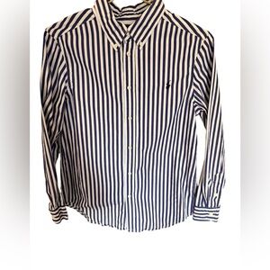 Ralph Lauren Classic Navy striped button down shirt Sz.L 14-16 boys EUC